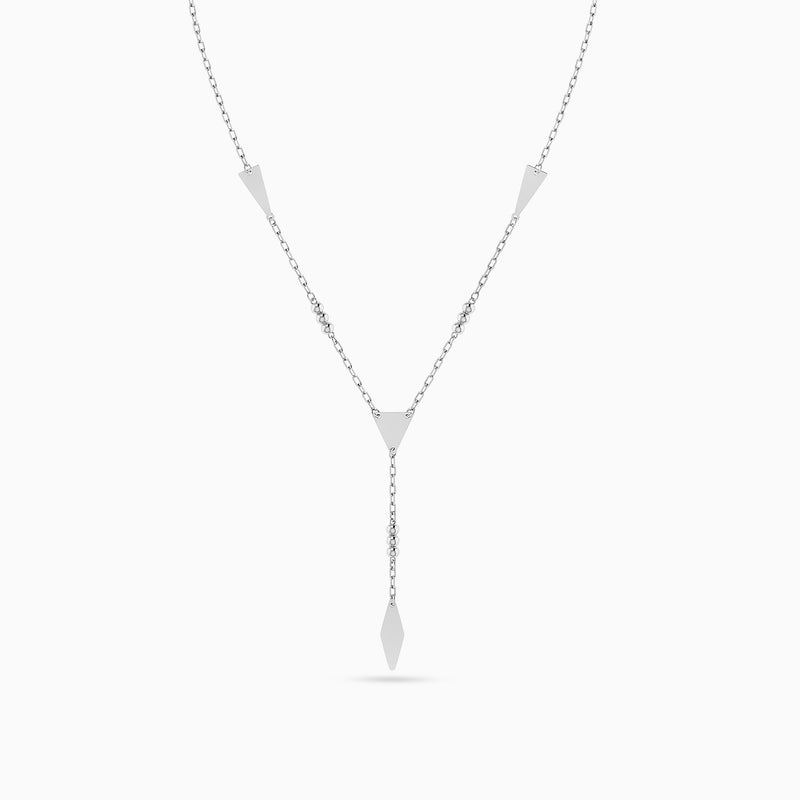 Waves by L'azurde Triangular & Lozenge Motifs Lariat Necklace in Silver - Image 3